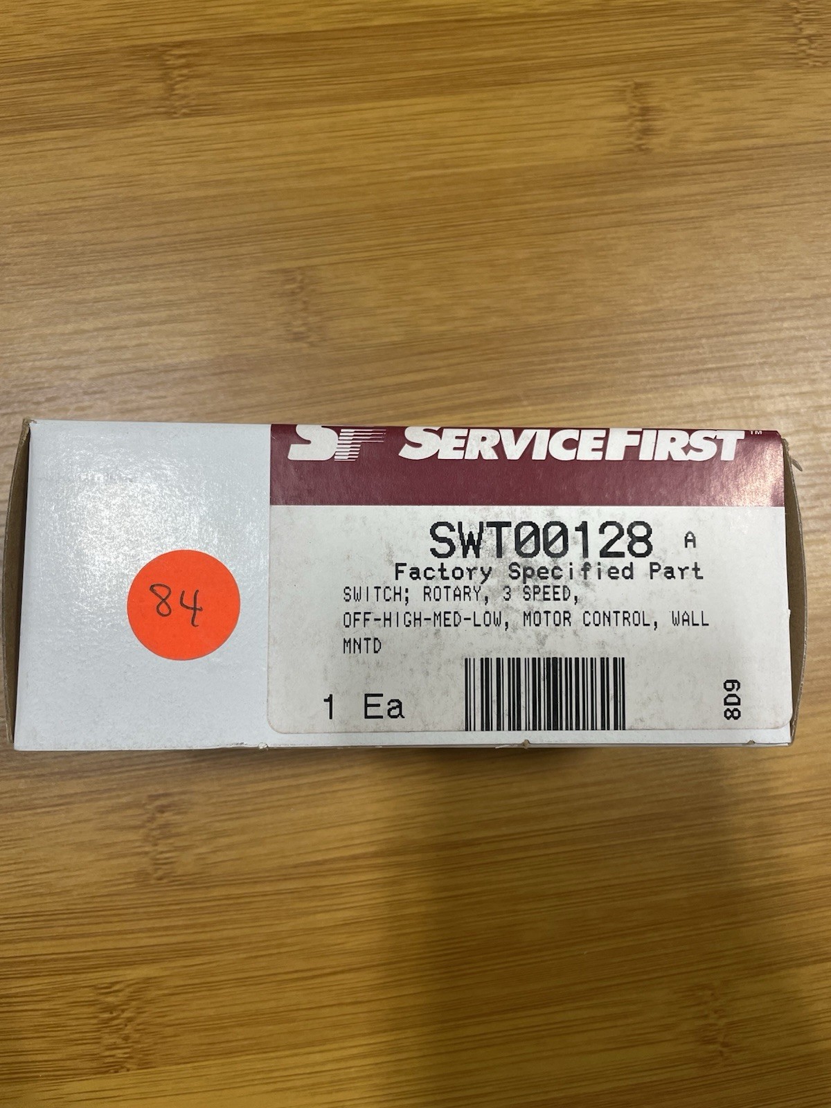 SERVICE FIRST SWT00128 ROTARY SWITCH 3-SPEED OFF-HIGH-MED-LOW 10A 125-250VAC