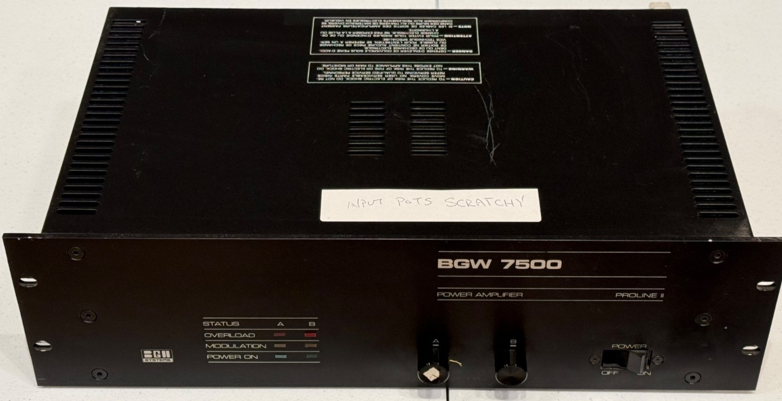 Vintage BGW Systems 7500 Proline II Two-Channel Power Amplifier TESTED WORKING