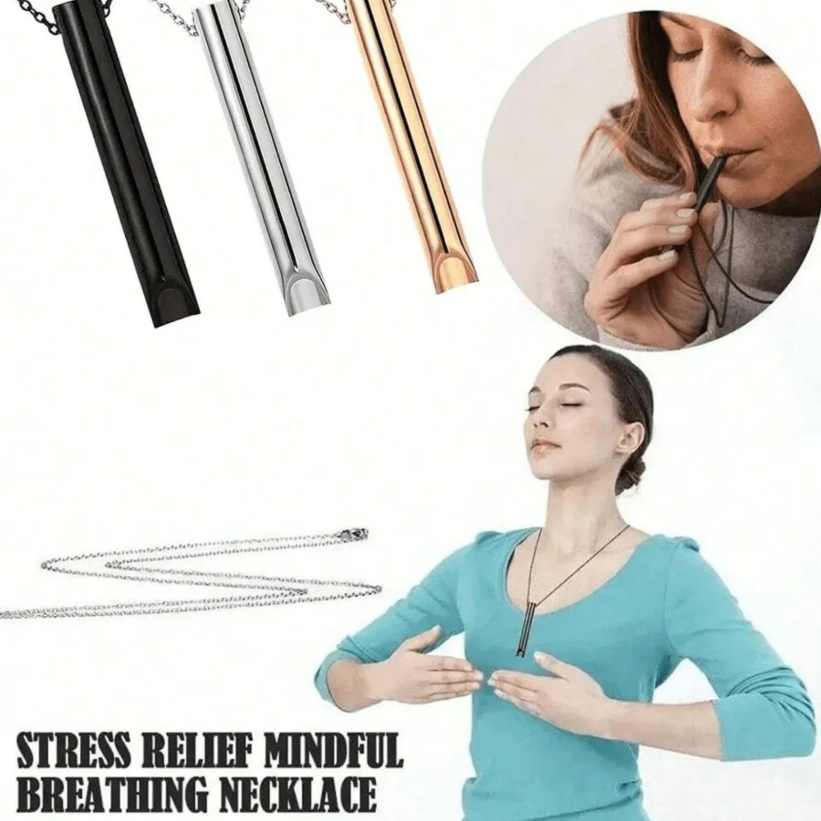 1pc Breathing Necklace for Anxiety & Stress Reducer Non-Whistle Meditation Tools