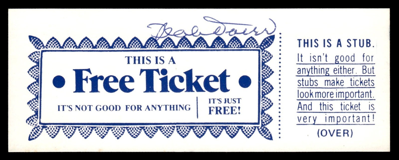 Bobby Bob Doerr Baseball Signed Religious Free Ticket Auto *X3194