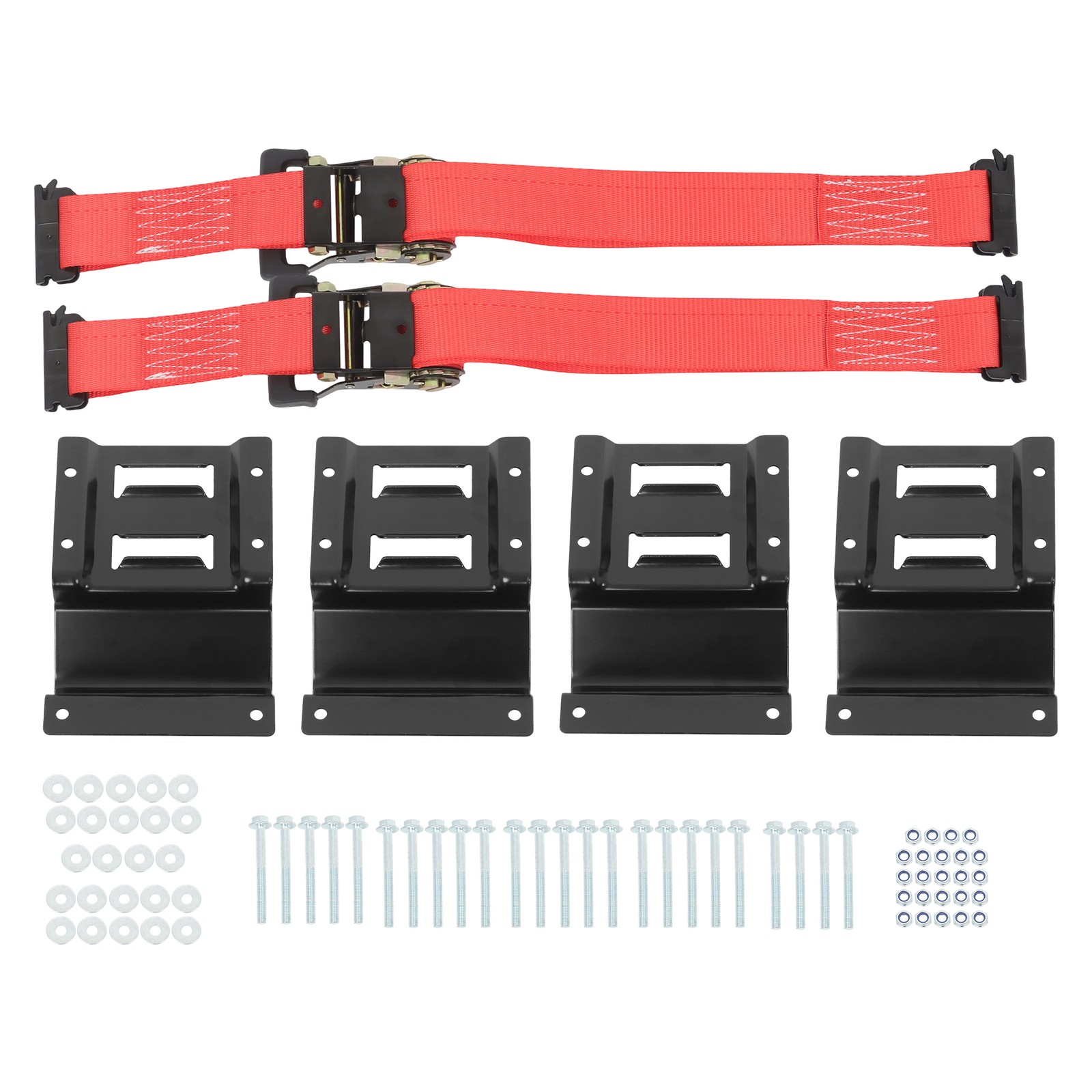LABLT Secure Cargo E Track Wheel Chock System 6' Ratchet Tie Down Straps For UTV