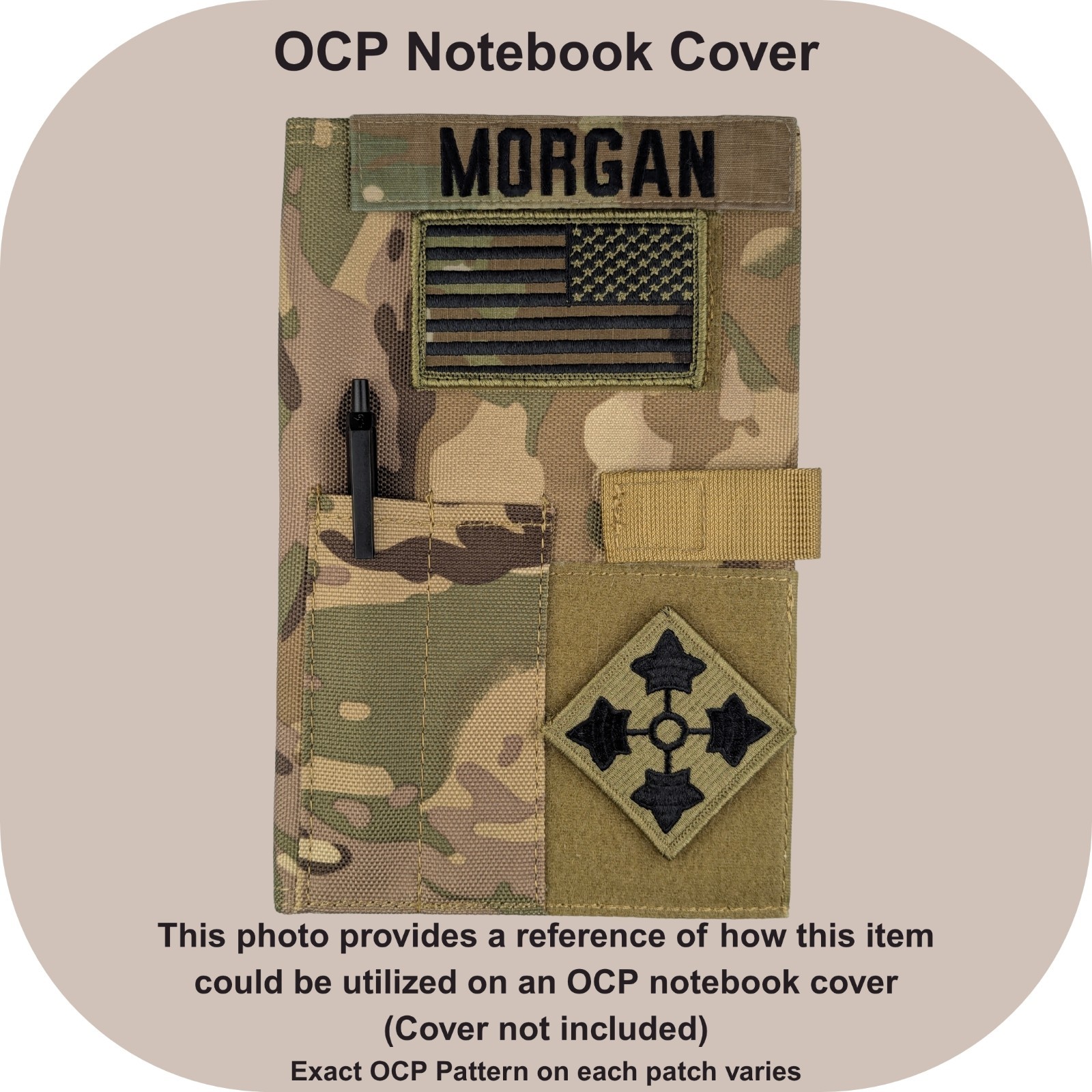 Reverse American Flag Patch - OCP Pattern Background - Hook Fastener Patch