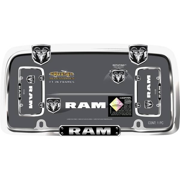 Chrome/Black Dodge Ram Metal License Plate Frame Car/Truck Steel Tag Holder Hemi