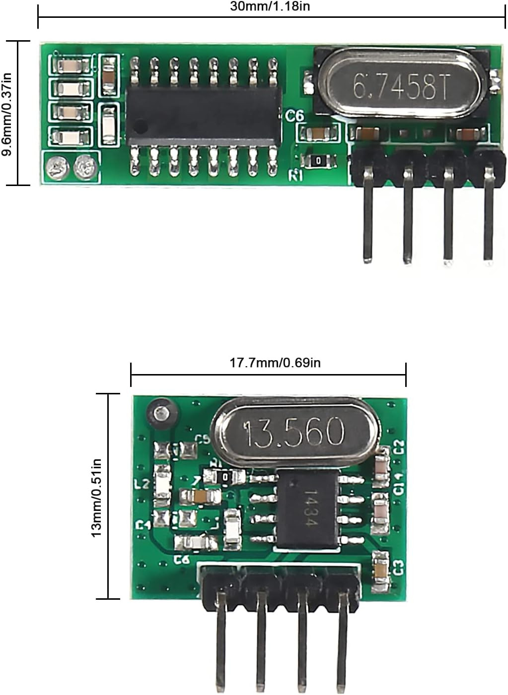 5Pcs 433Mhz Wireless RF Transmitter and Receiver with Antenna Ask Remote Control