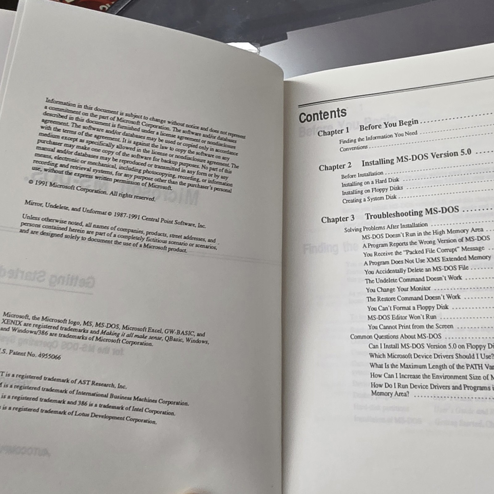 AUVA Microsoft MS-DOS Operating System version 5.0 Getting Started User's