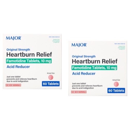 Major Original Strength Heartburn Relief Famotidine Tablets, 10 mg - Pack of 2