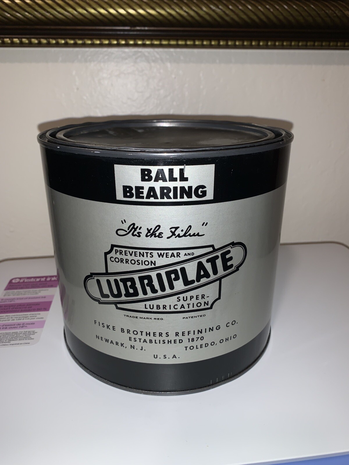 Vintage Rare Collectable 5 Lb. Tin Can Lubriplate Ball Bearing Grease Fiske