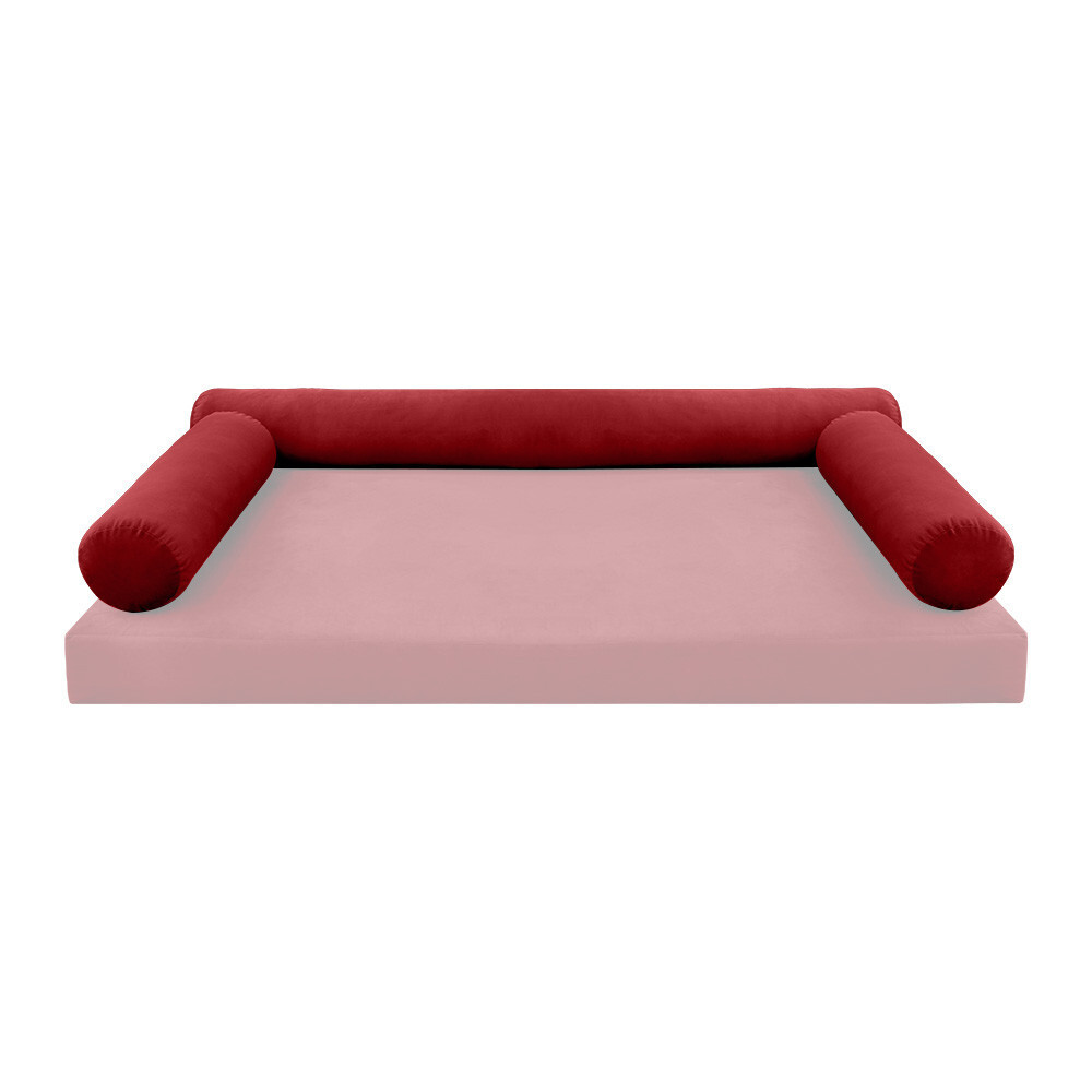 STYLE V6 Full Velvet Knife Edge Indoor Daybed Bolster Pillow |COVER ONLY| AD369