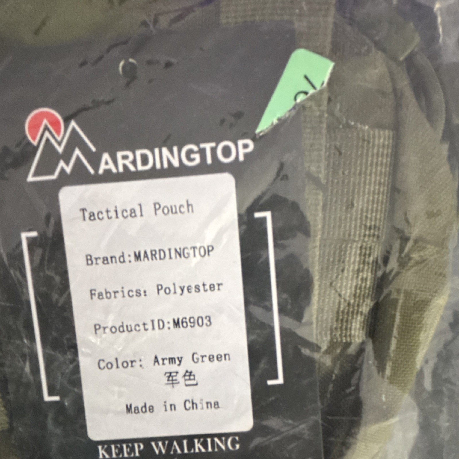 Mardingtop Army Green MOLLE Tactical Pouch Polyester Zip Button Model M6903
