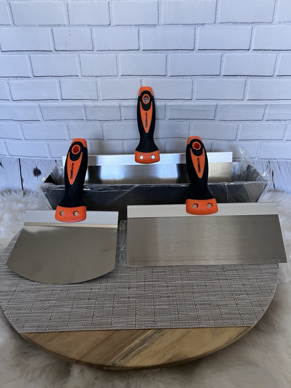THINKWORK Drywall Knife Set, 10Pcs Drywall Tools Includes Mud Pan