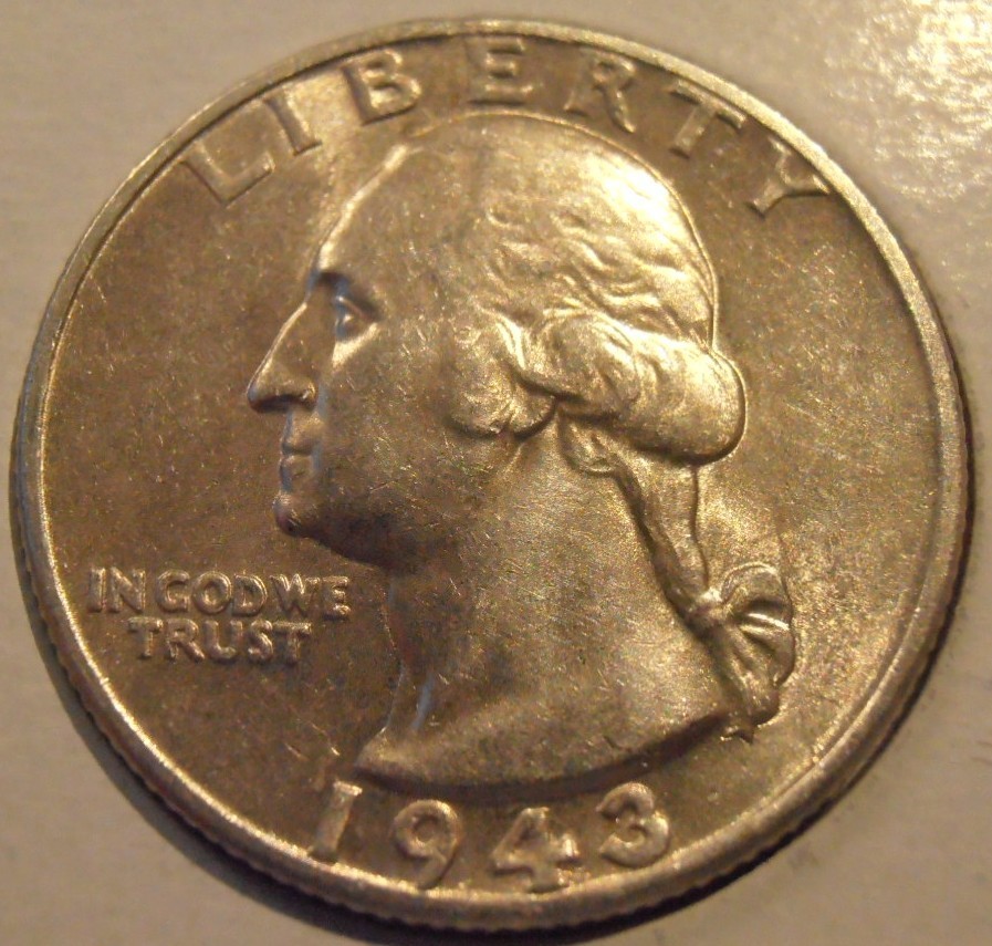 1943 P Washington Silver Quarter,  Better Grade, (43PEG1)