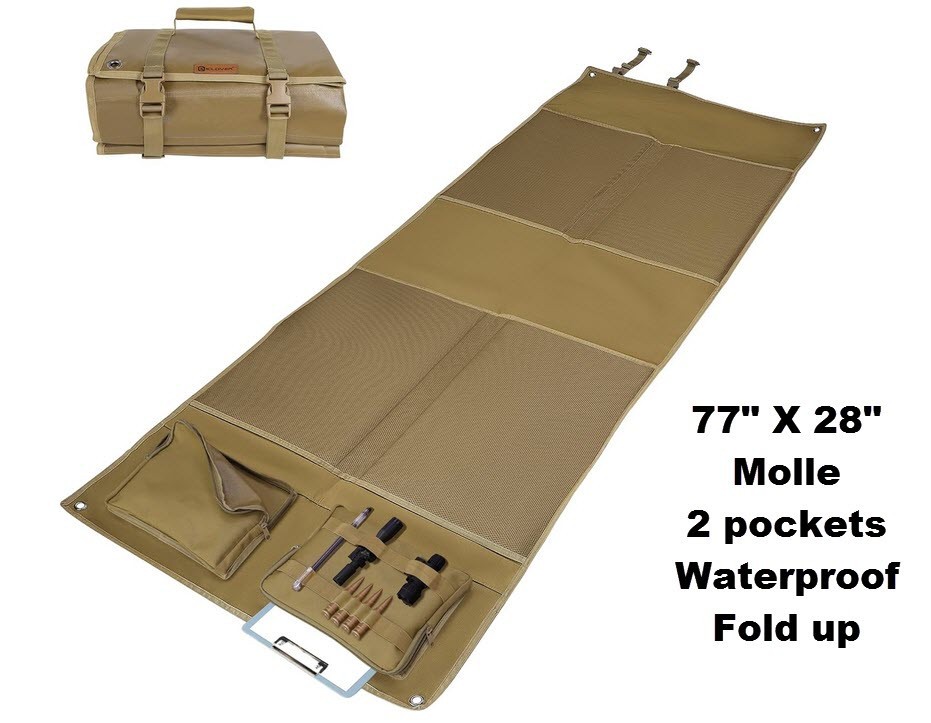 Shooting Mat Tactical Prone Padded Roll Up 77" X 28" Molle 2 Pockets Waterproof