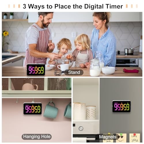 Kitchen Digital Timer, Count Down Up, Rechargeable, Vibration Mode .Rgb