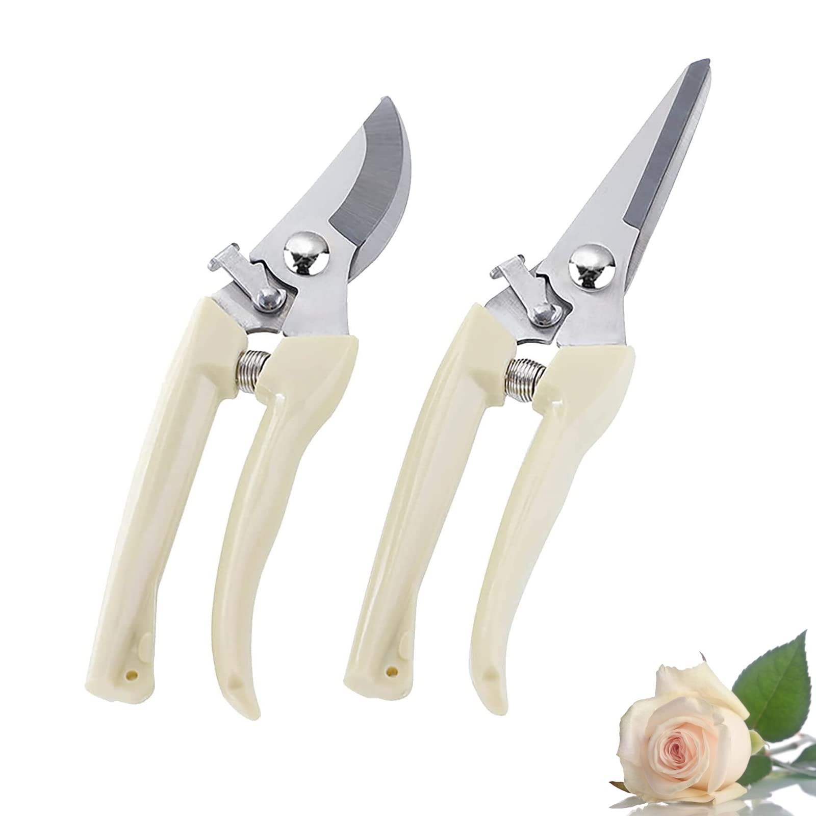 Leize Flower Scissors Set, 2 Pack Premium Thickened Stainless Steel Cream2p