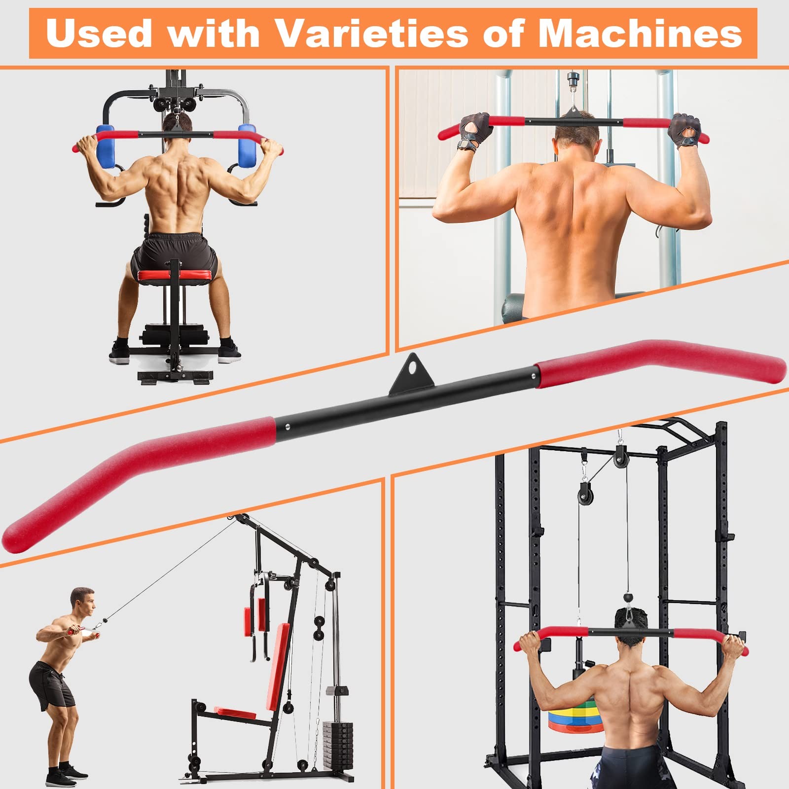 39 Inch LAT Pulldown Bar Attachment for Cable Machine Gym Strength Training