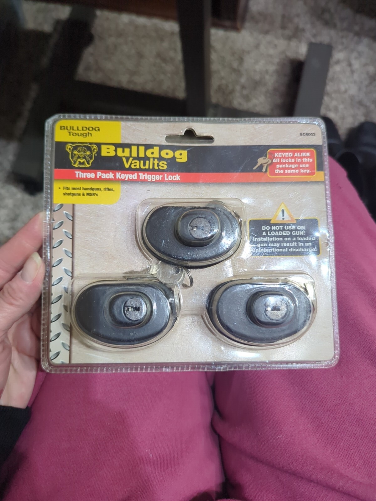 Bulldog Keyed Trigger Lock With Matching Keys For Handgun/Rifle 3 Pack - BD8003