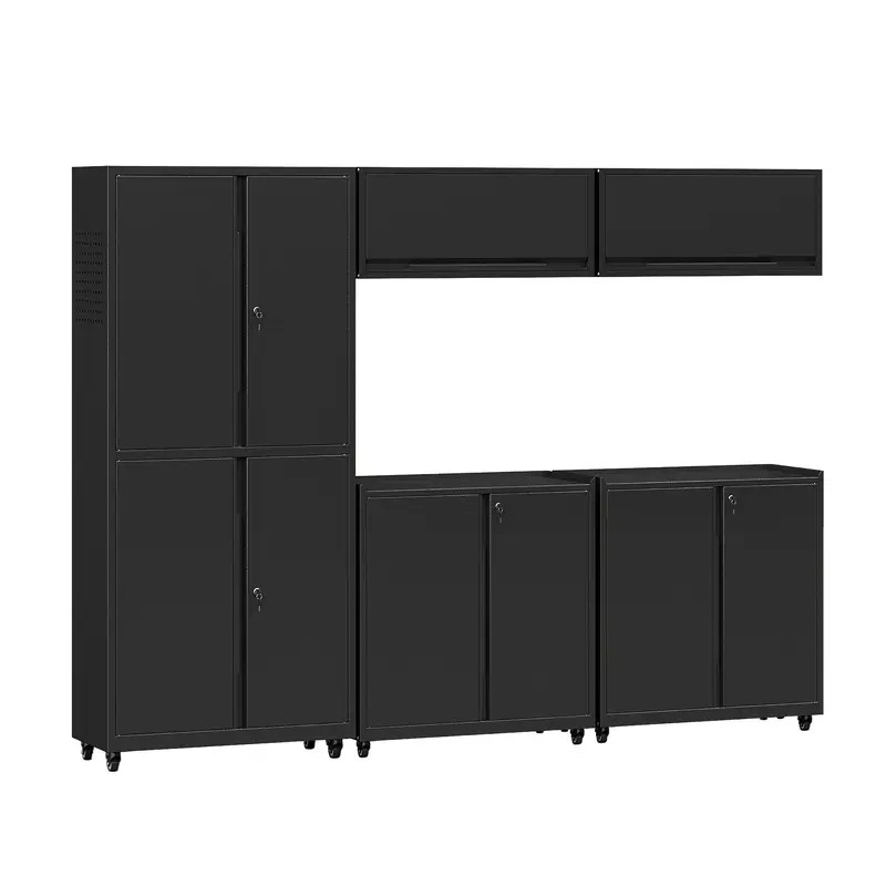 Workshop Cabinet Set with Workbench Shelving Rolling Chest for Garage Storage BK