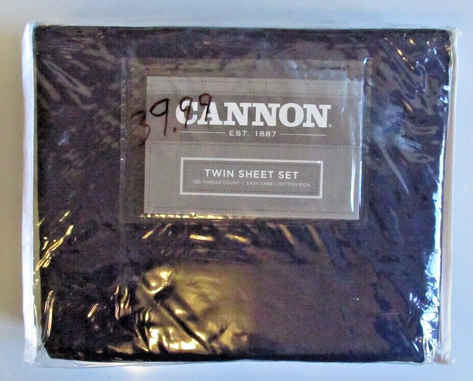 NEW Cannon Navy Blue Twin Sheet Set 220 Thread Count Easy Care Cotton Rich