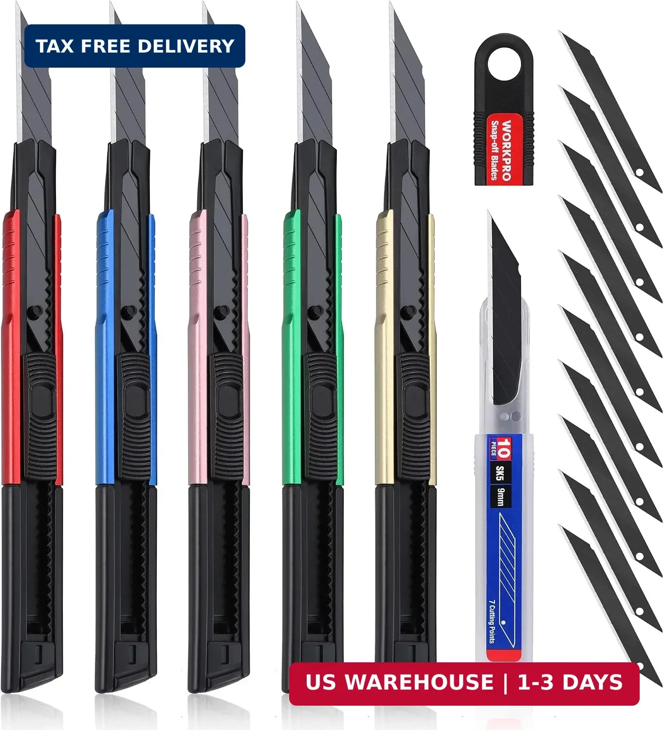 Premium Utility Knife Retractable Snap-off Blade, Heavy Duty Aluminum Bo
