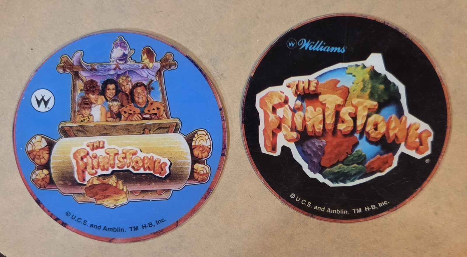 WILLIAMS FLINTSTONES PINBALL PROMO PLASTICS (2) New Old Stock RARE