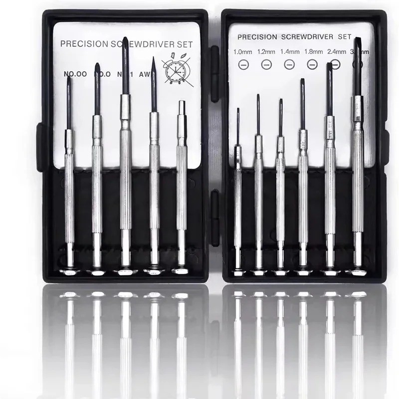 11pc Small Precision Screwdriver Set Mini 6 Sizes Flat Philips for Watch Glasses