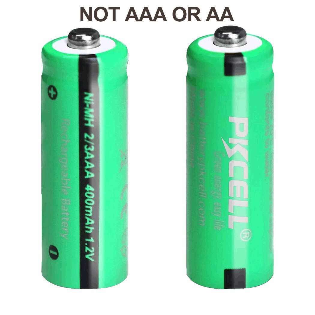 2X Ni-MH 1.2V 2/3AAA Size Rechargeable Battery 400mAh Button Top for Solar Light