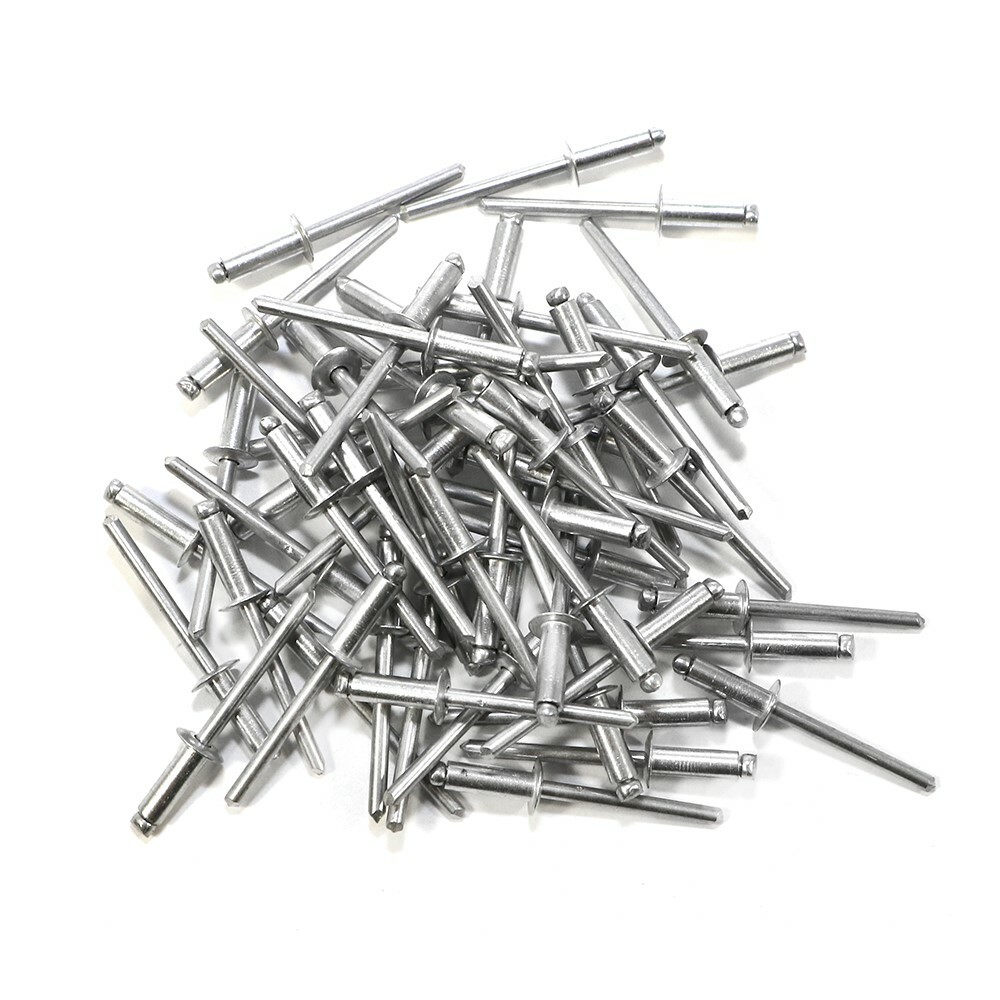 Box of 250 Open End Mill (Silver) Finish 3/16" Dia. Small Head Aluminum Rivets