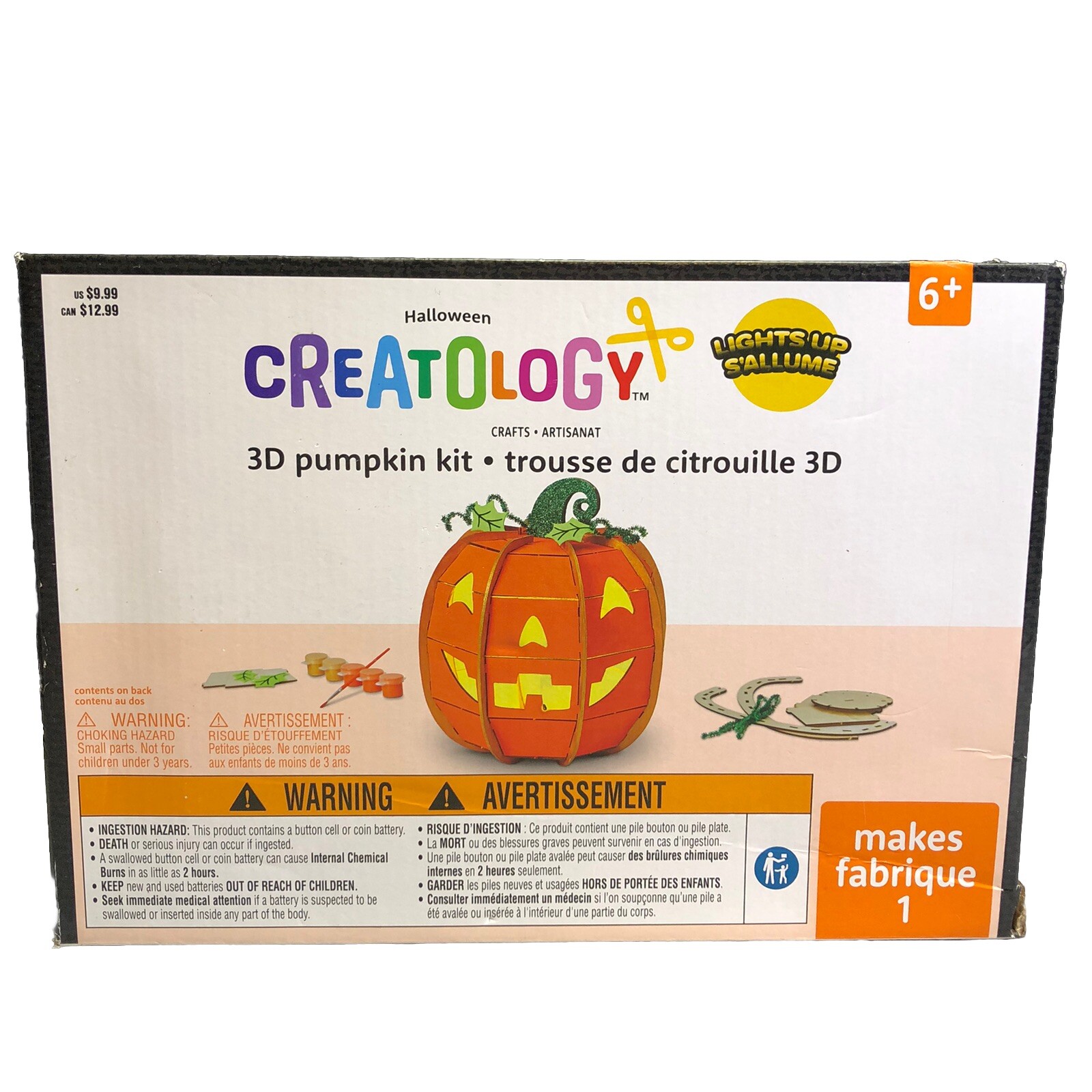 NEW Sealed HALLOWEEN Creatology 3-D * LIGHT - UP * PUMPKIN Craft KITS 6 + Kids