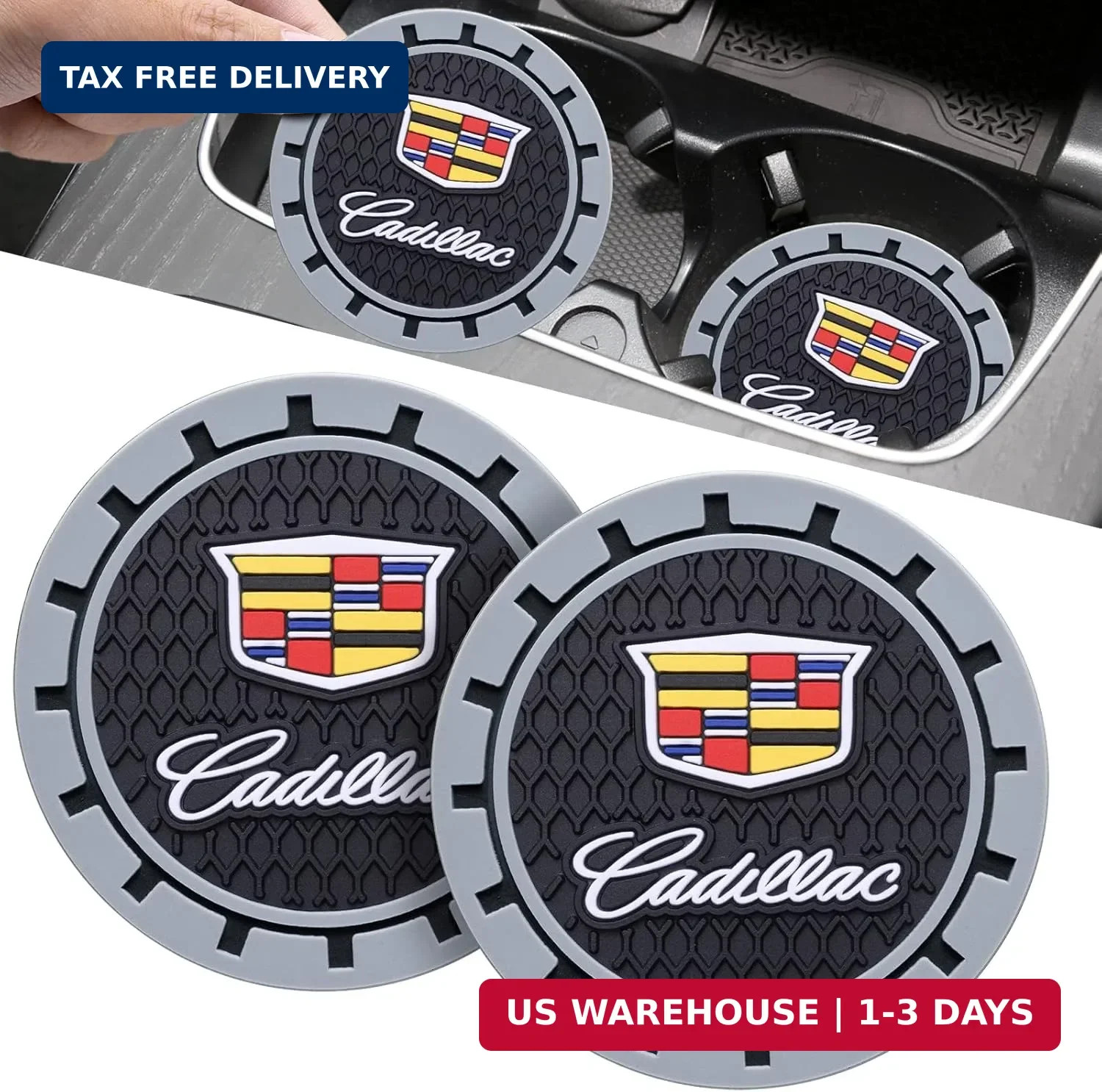 Car Cup Coaster, 2PCS Universal Non-Slip Cup Holders, Compatible with Cadillac S