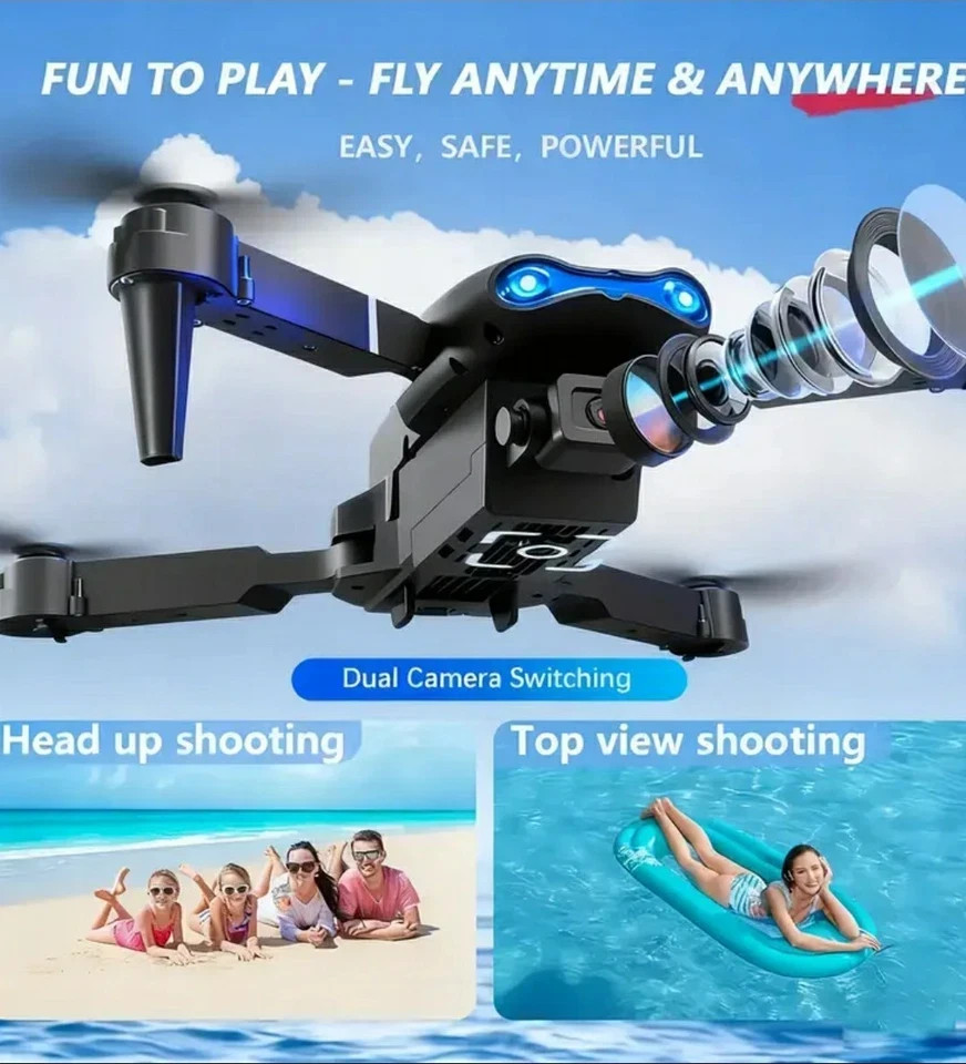 3 x E99 Pro 2026 Drone Dual Camera 2 USB Rechargeable Batteries Wi-Fi Enabled