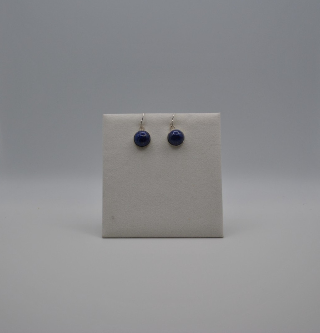 Silver earrings in lapis with smooth cut stones
