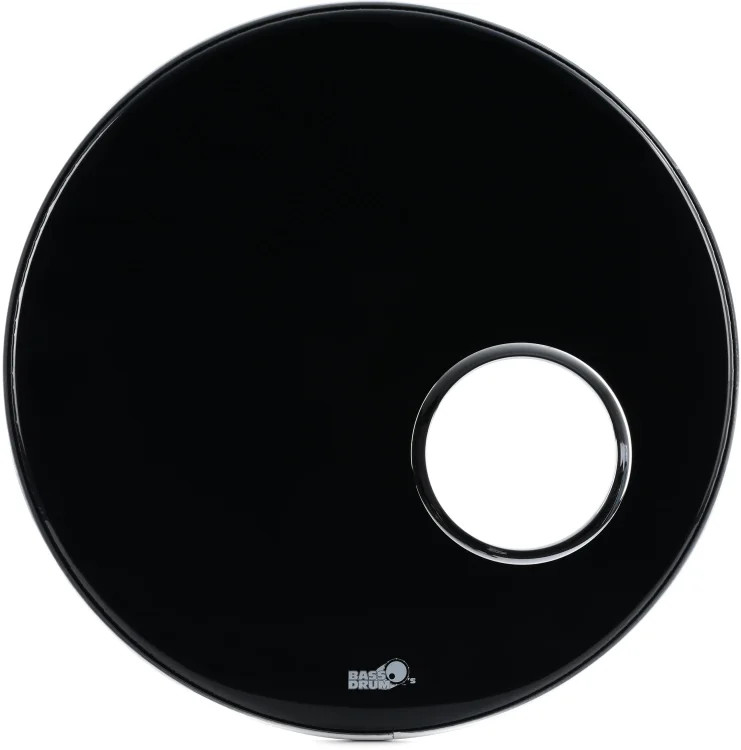 Bass Drum O's Ebony Resonant Bass Drumhead - 22" - w/ 6" Chrome Port