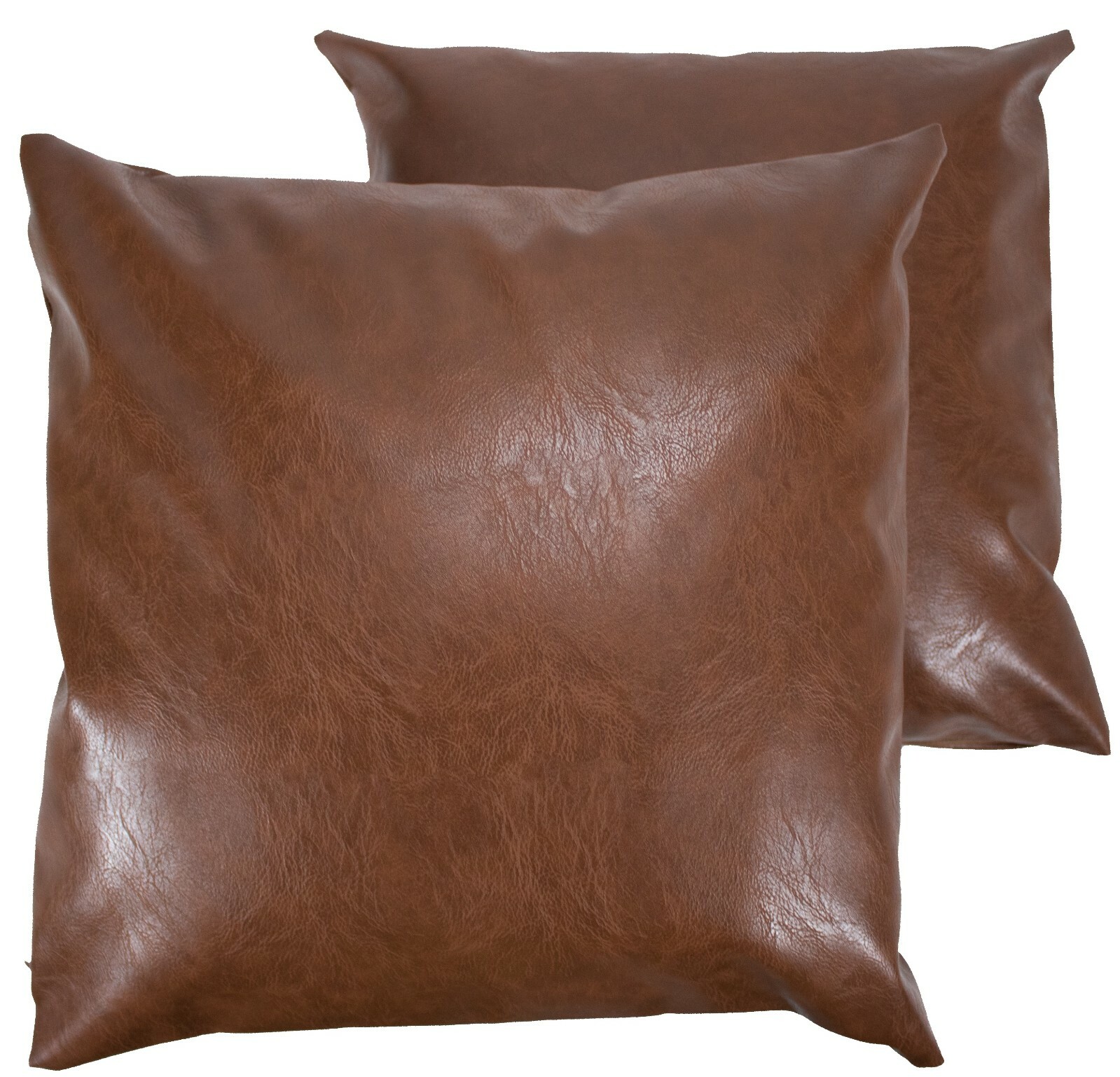 Pack of 2 Faux Leather Pillow Covers 18"x18" Luxury Soft Thick Pillowcases