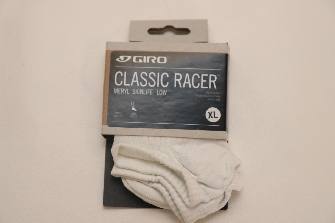 New Giro Classic Racer Hidden Low Cycling Sock XL 46-48 13-14.5 Bike White Meryl