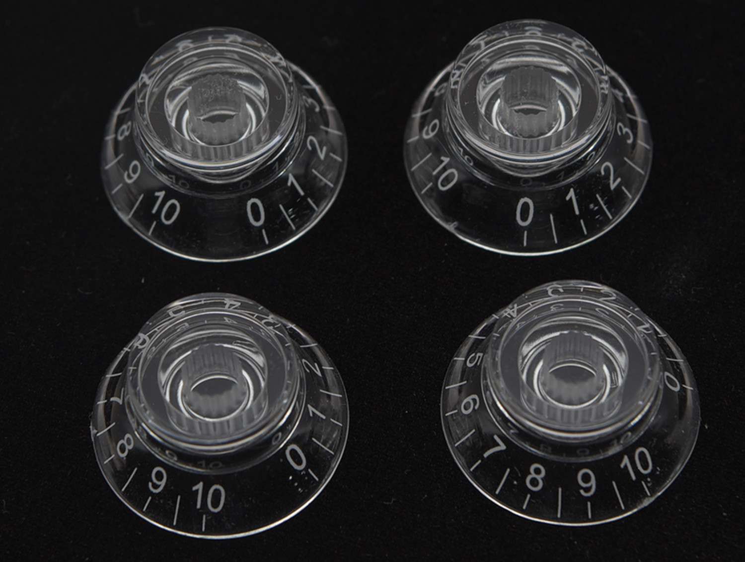 Clear/Transparent LP Bell Knobs Top Hat Knobs White Number for Gibson Les Paul
