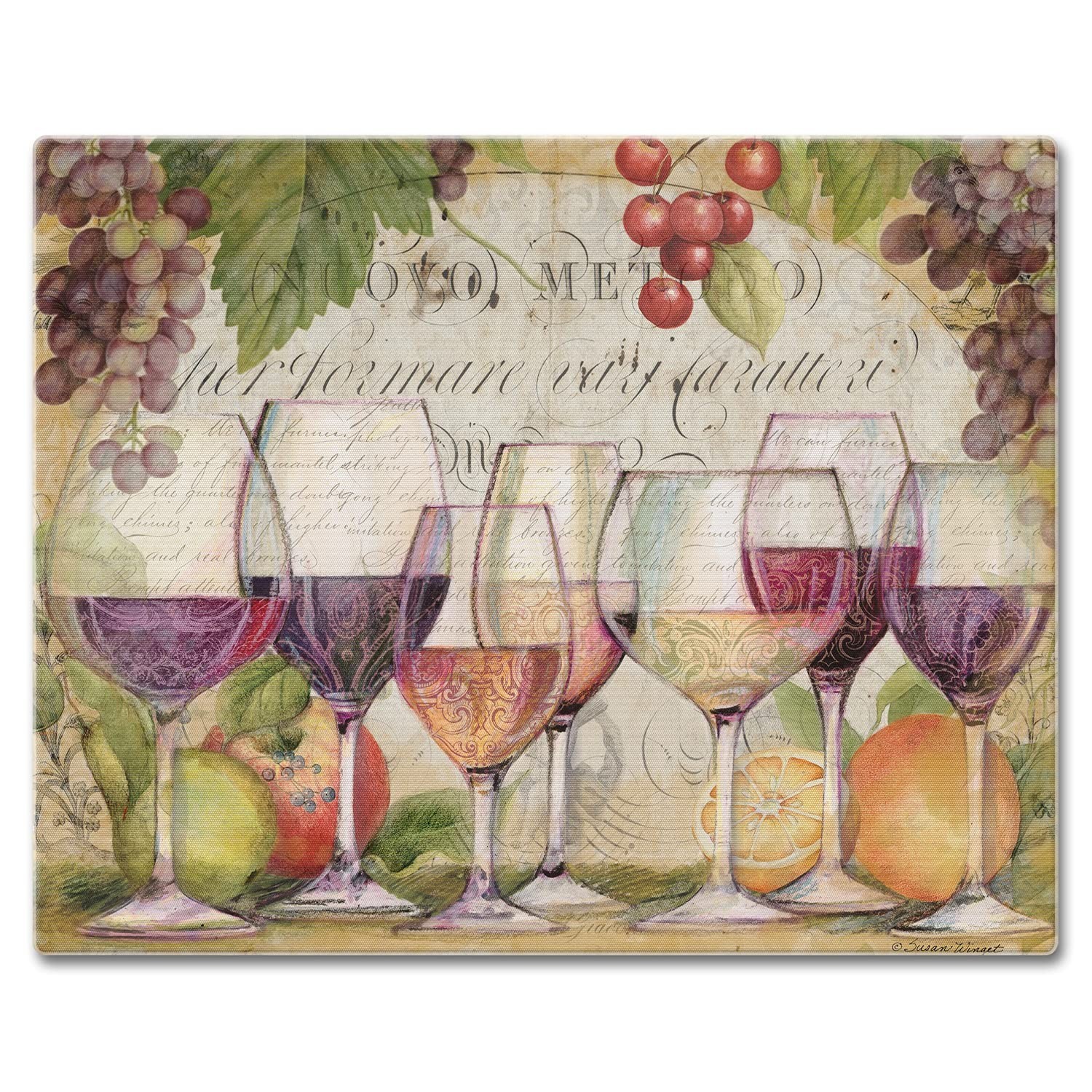 CounterArt Wine Country 3mm Tempered Glass Cutting Board 15” x 12” S