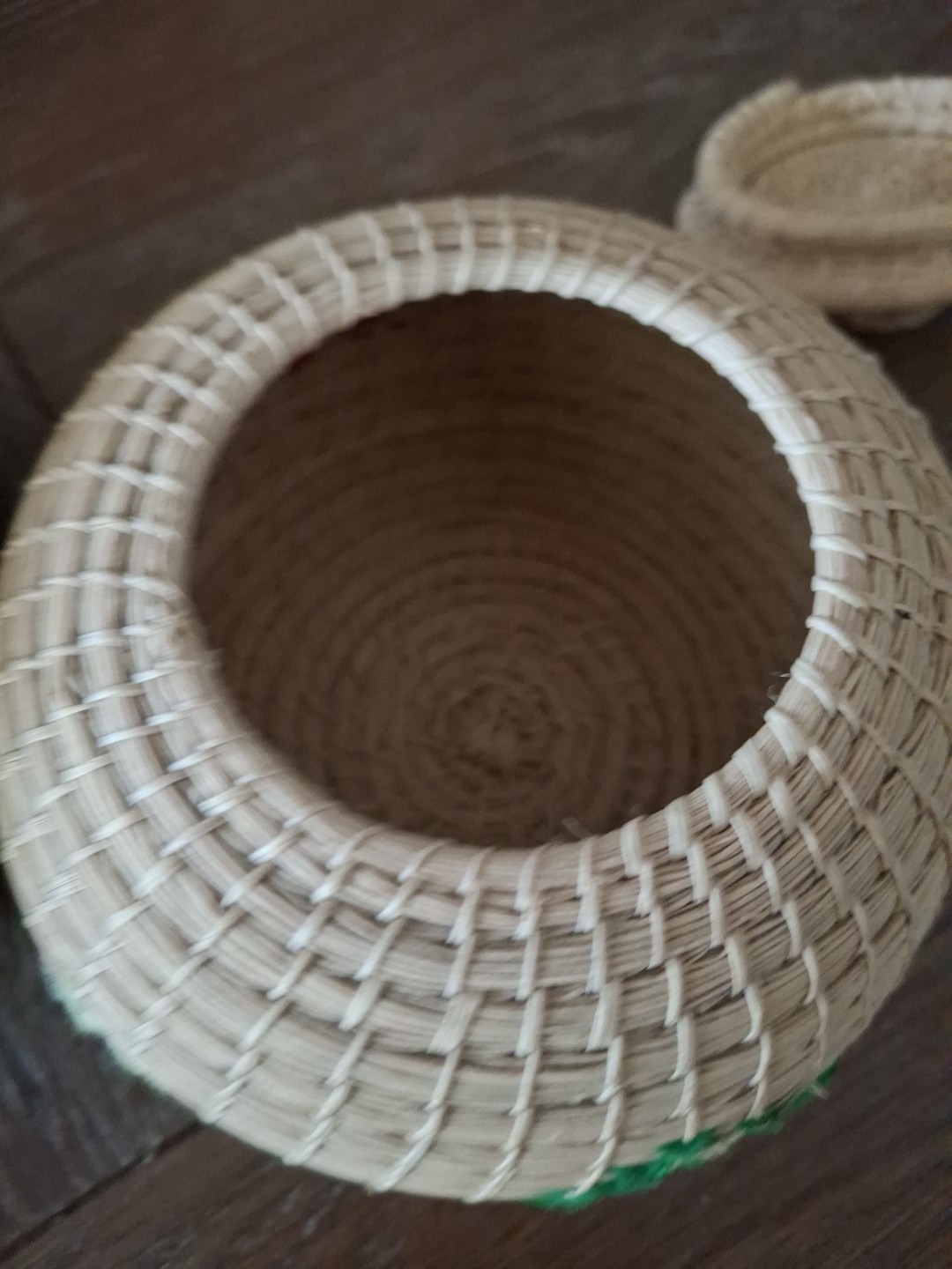 Small Hand Woven Lidded Baskets With Thread work