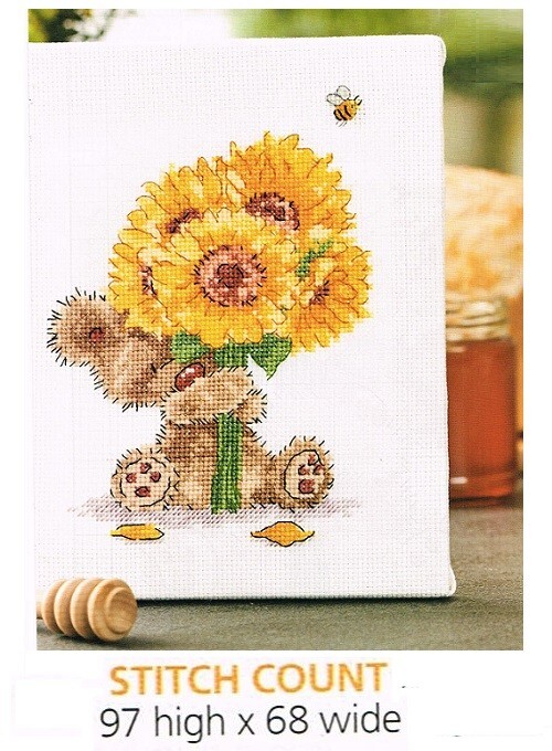 SUNFLOWER BEAR  CROSS STITCH  PATTERN ONLY      EQ RUV
