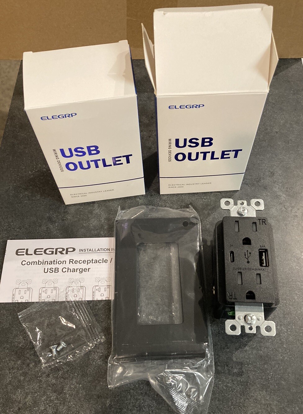 ELEGRP Wiring Devices 15 Amp 125v High Speed Duplex USB Receptacle New Lot Of 2