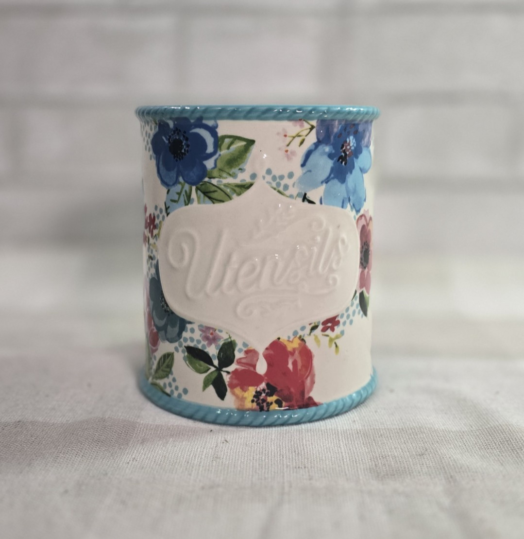 Ceramic Utensil Holder Pioneer Woman 5.5 in. Floral Mini Crock Melody Stoneware
