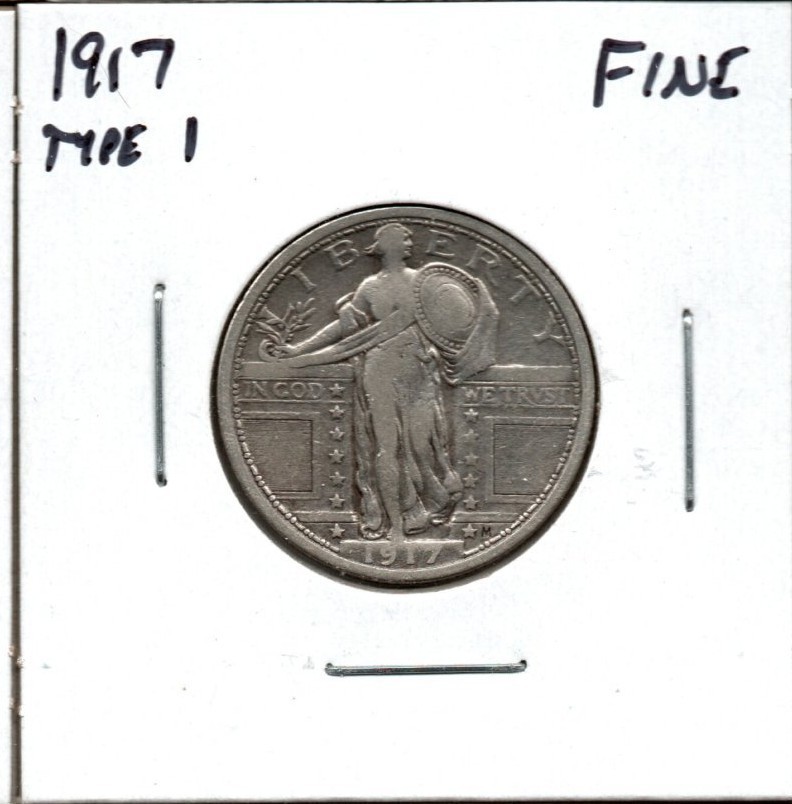 1917 Type 1 Standing Liberty Quarter Fine