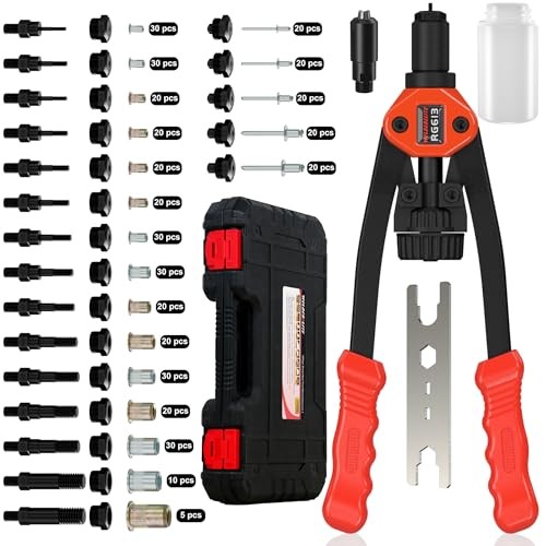 Dual-Function Rivet Nut Tool Rivet Gun Kit Including 405 pcs Rivet Nuts orange
