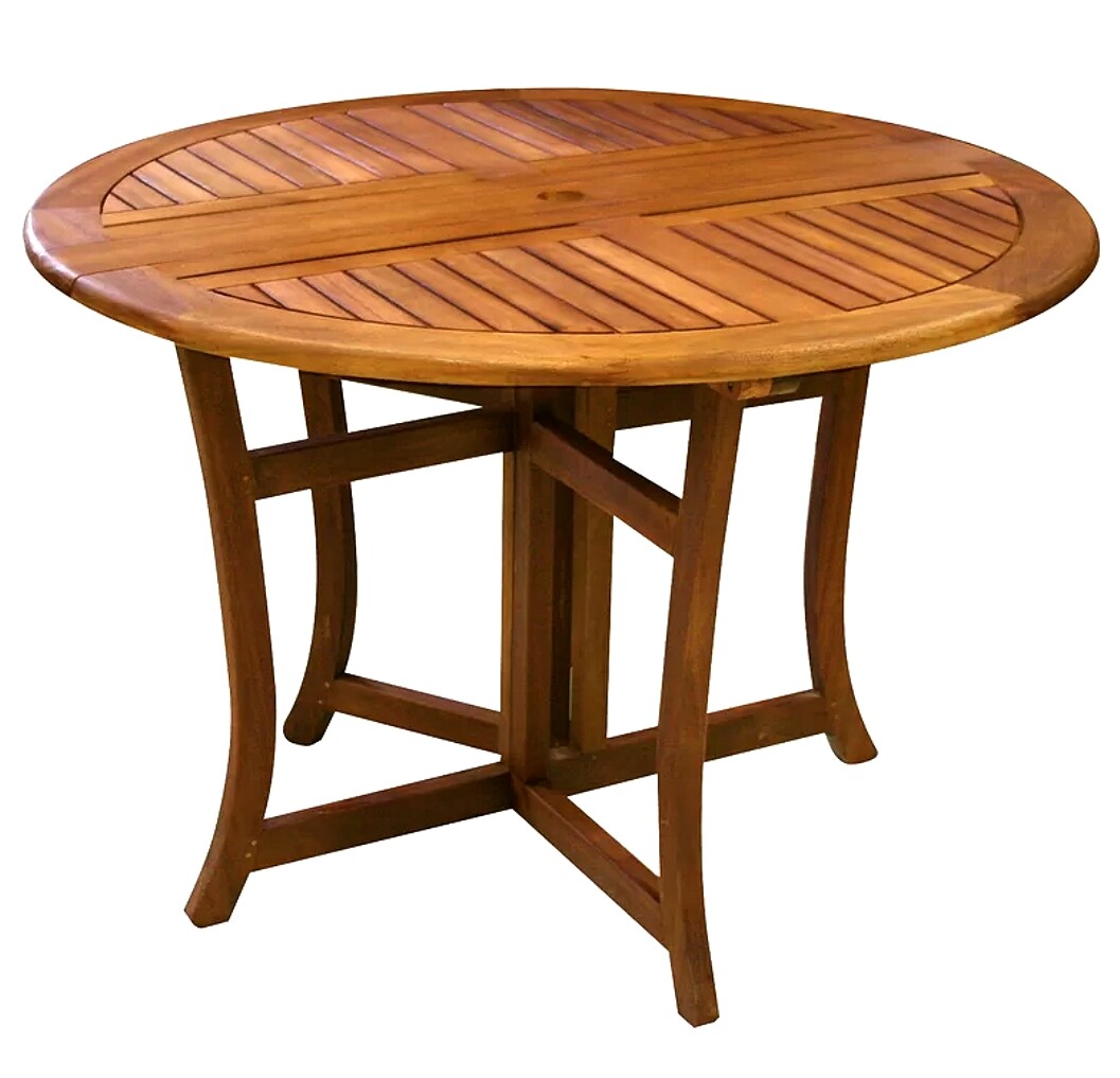 Teak Oiled Eucalyptus 48" Outdoor Garden Folding Dining Table A+ BBB Rating