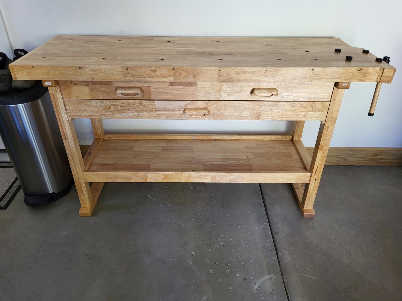 60" 3-Drawer Hard Wood Workbench Woodworking Carpenter Work Bench Tool Organizer