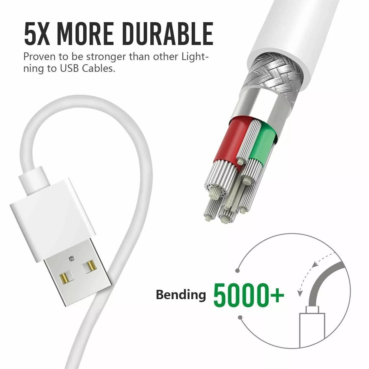 100X Foxconn OEM USB Charger Cord Cable For Apple 12 Pro Max, 11, X, 8, 7, 6