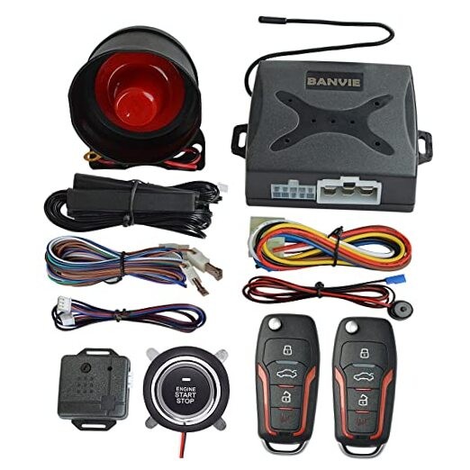 PKE Passive Keyless Entry Car Alarm System Push Start Button 2. with siren