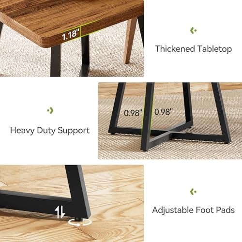 31.5 Inches Small Dining Table for 4, Square Dinner Table for Rustic Brown