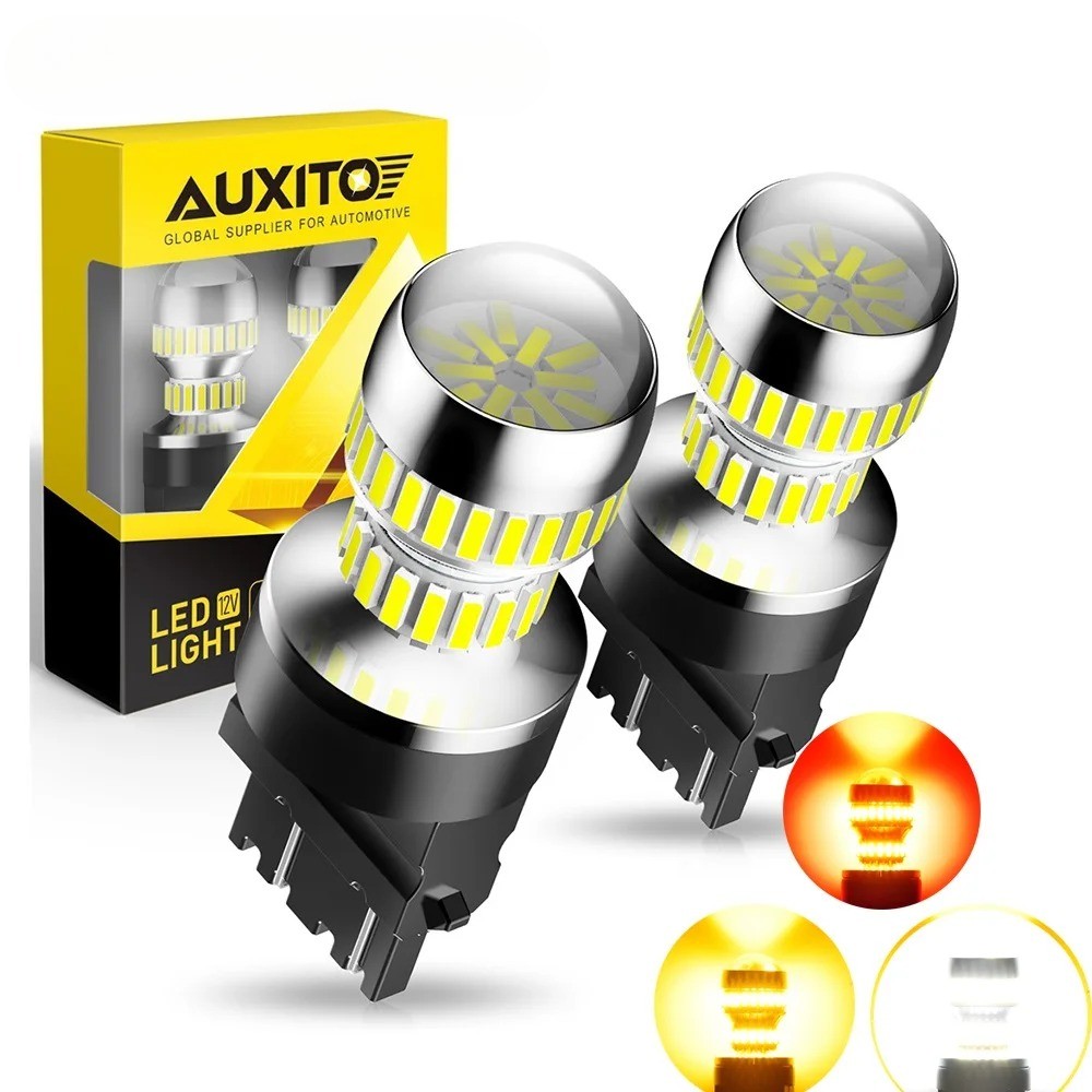 2Pcs 3157 P27W Car LED DRL Bulbs White Yellow Red 3057 4157 P27/7W P27W LED Lamp