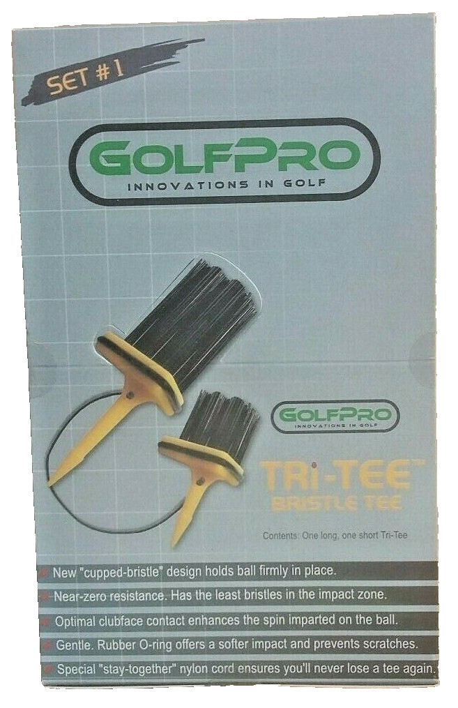 (48 TEES) GOLFPRO SET#1 TRI-TEE BRISTLE TEES 2 3/4" Optimal Contact Driver/Wood
