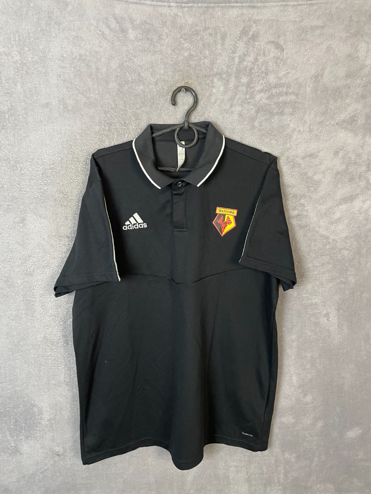 Watford Training Jersey Football Polo Shirt Black Adidas Mens Size L
